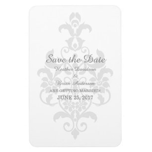 Grey Subtle Damask Save the Date Flexi Magnet
