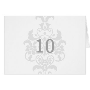 Grey Subtle Damask Table Number Card