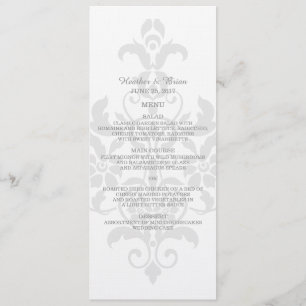 Grey Subtle Damask Wedding Menu