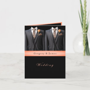 Grey Suits Peach Roses & Floral Tie Invitation