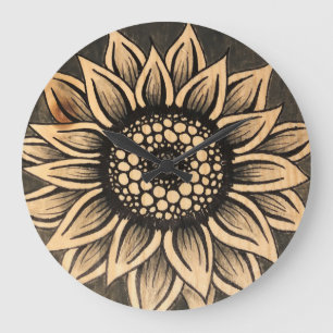 Grey Sunflower Wall Clock