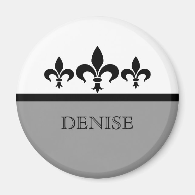 Grey Swanky Fleur De Lis Magnet (Front)