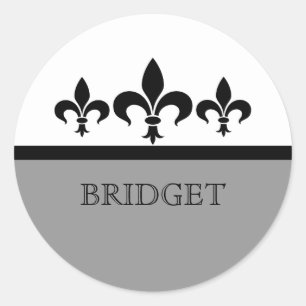 Grey Swanky Fleur De Lis Stickers
