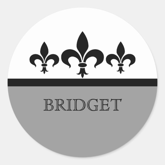 Grey Swanky Fleur De Lis Stickers (Front)