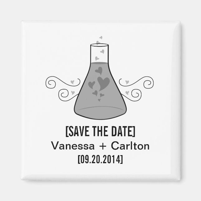 Grey Sweet Chemistry Save the Date Magnet (Front)