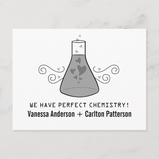 Grey Sweet Chemistry Save the Date Postcard (Front)