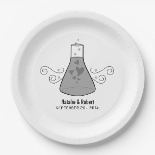 Grey Sweet Chemistry Wedding Paper Plates