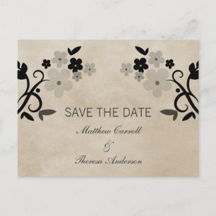 Grey Sweet Vintage Floral Save the Date Postcard