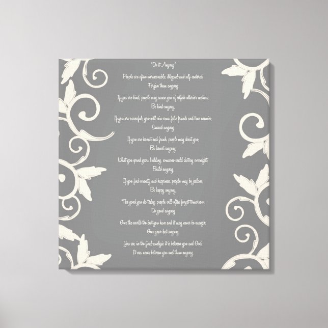 Grey Swirl "Do It Anyway" Wrapped Canvas Print (Front)