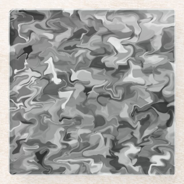Grey Swirl Glass Coaster (Front)