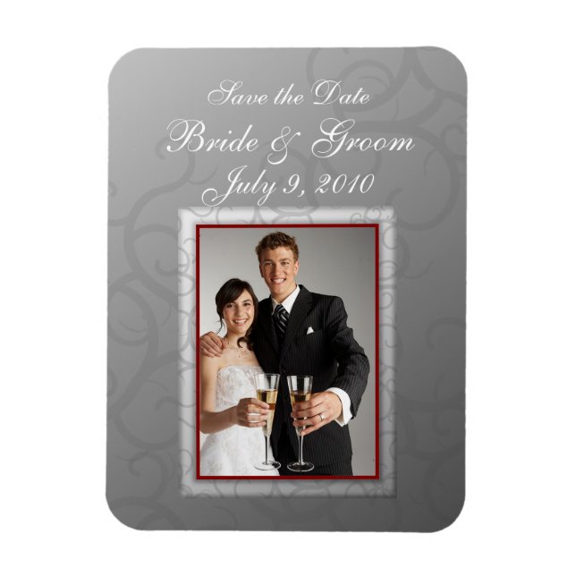 Grey Swirl Save the Date Premium Magnet (Vertical)