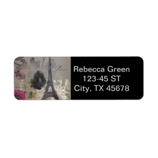 grey swirls modern vintage paris eiffel tower return address label