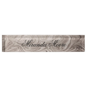 Grey swirls nameplate
