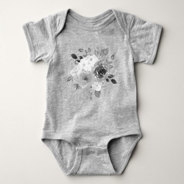 grey t-shirt baby bodysuit (Front)