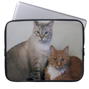 Grey Tabby and Orange Tabby Cats Laptop Sleeve