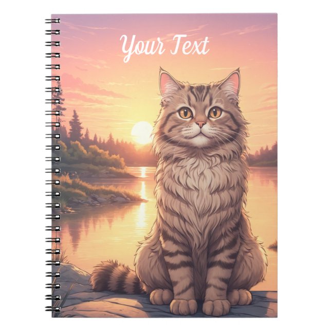 Grey Tabby Cat by Lake Notebook (Front)