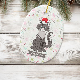 Grey Tabby Cat Christmas Pet Ornament