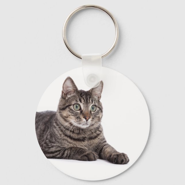 Grey Tabby Cat Key Ring (Front)