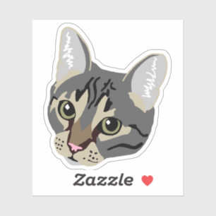 Grey Tabby Cat Laptop Phone Case Sticker