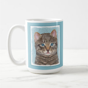 Grey Tabby Cat Painting - Cute Original Cat Art Coffee Mug