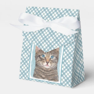 Grey Tabby Cat Painting - Cute Original Cat Art Favour Box