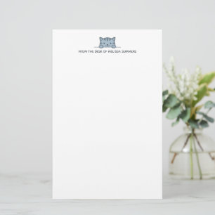 Grey Tabby Cat Peeking above Custom Text Stationery