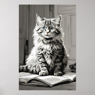 Grey Tabby Cat Poster