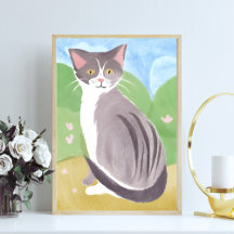 Grey Tabby Cat | Watercolor Painting