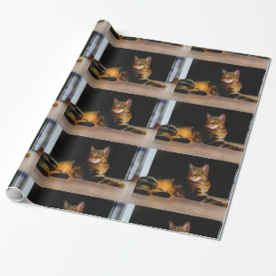 Grey Tabby cat wrapping paper