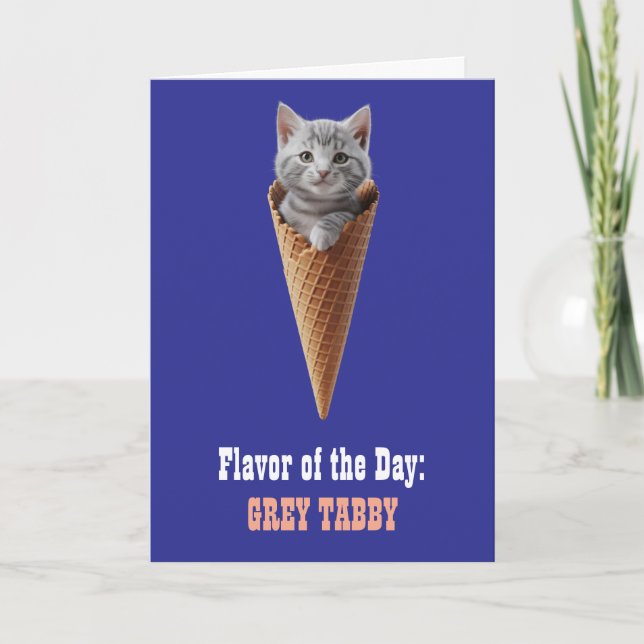 Grey Tabby Cone Card (Front)