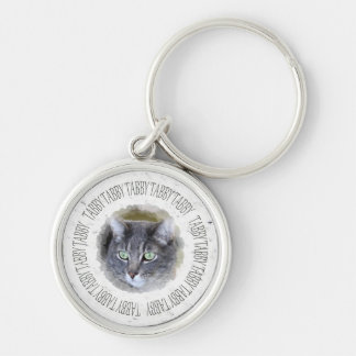 grey tabby key ring