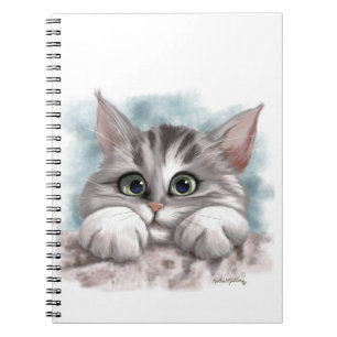 Grey Tabby Kitten Cartoon Notebook