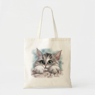 Grey Tabby Kitten Cartoon Tote Bag