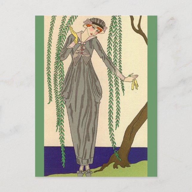 Grey Taffeta Gown George Barbier Postcard (Front)