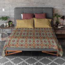 Grey Tan Brown Ochre Ivory Red Tribal Art Pattern