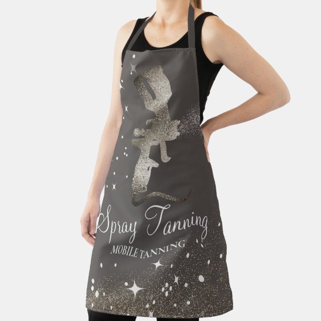 Grey Tan Spray Sparkling Gold Girly Makeup Apron (Insitu)