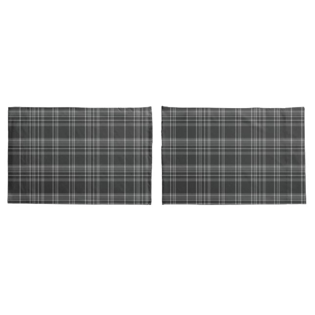 Grey Tartan Scottish Pattern Pillowcase (Back-Set)