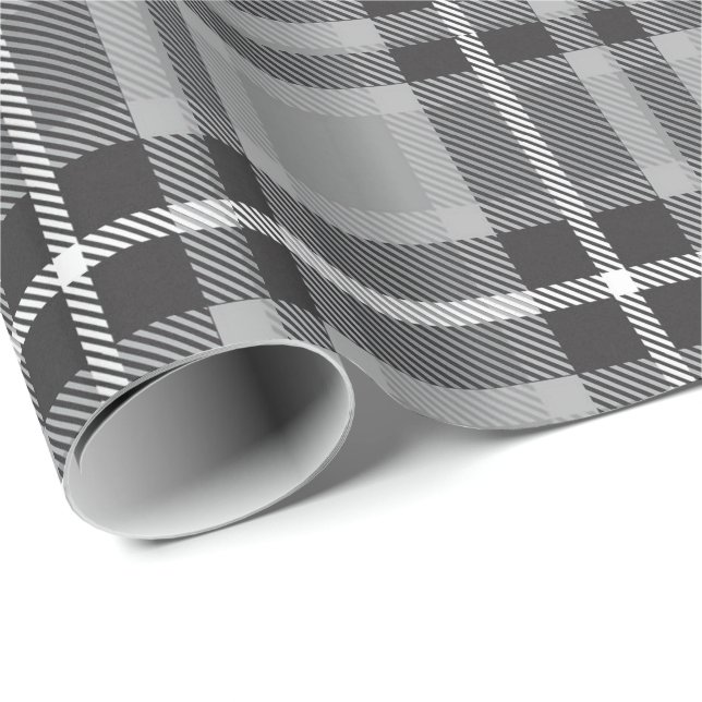 Grey Tartan Wrapping Paper (Roll Corner)