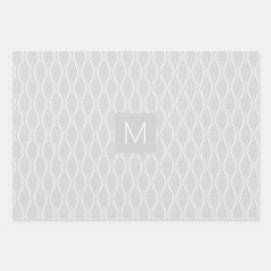Grey Tatewaku with 3 Monograms Wrapping Paper Sheet