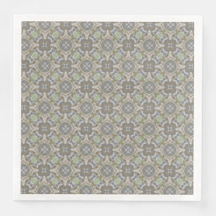 Grey, Taupe, Green Diamond Tiled Pattern Napkin
