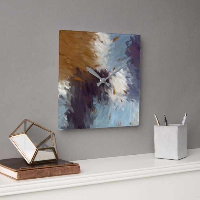 Grey Taupe White Abstract Wall Clock (Office)