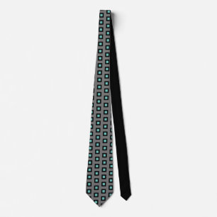 Grey, Teal and Black Striped   Tie