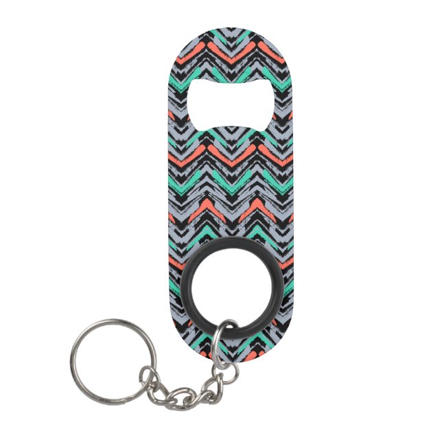 Grey, Teal, And Coral Hand Drawn Chevron Pattern (Front)