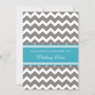 Grey Teal Chevron Wedding Vow Renewal Invitations