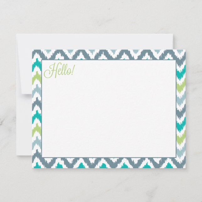 Grey Teal Green Zigzag Tribal Ikat Pattern (Front)