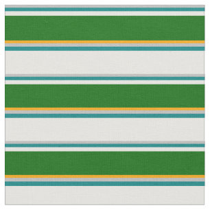 Grey, Teal, Mint Cream, Dark Green, and Orange Fabric