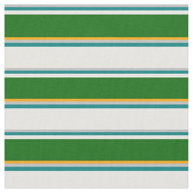 Grey, Teal, Mint Cream, Dark Green, and Orange Fabric (Close Up)