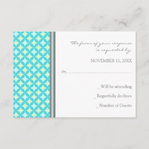 Grey Teal Mint Pattern RSVP Wedding Card
