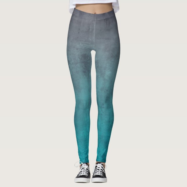 Grey Teal rustic ombre Leggings (Front)
