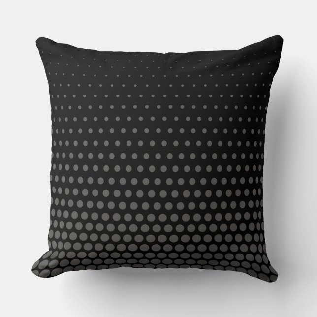Grey Techno Dots Modern Black Cushion (Front)